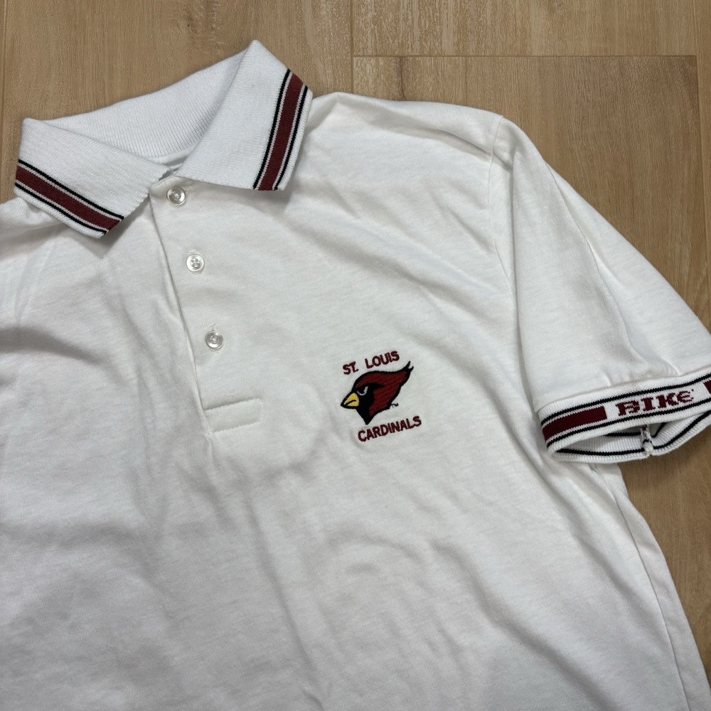 Vintage BIKE St Louis Cardinals Polo Short Sleeve Shirt Small USA Single Stitch